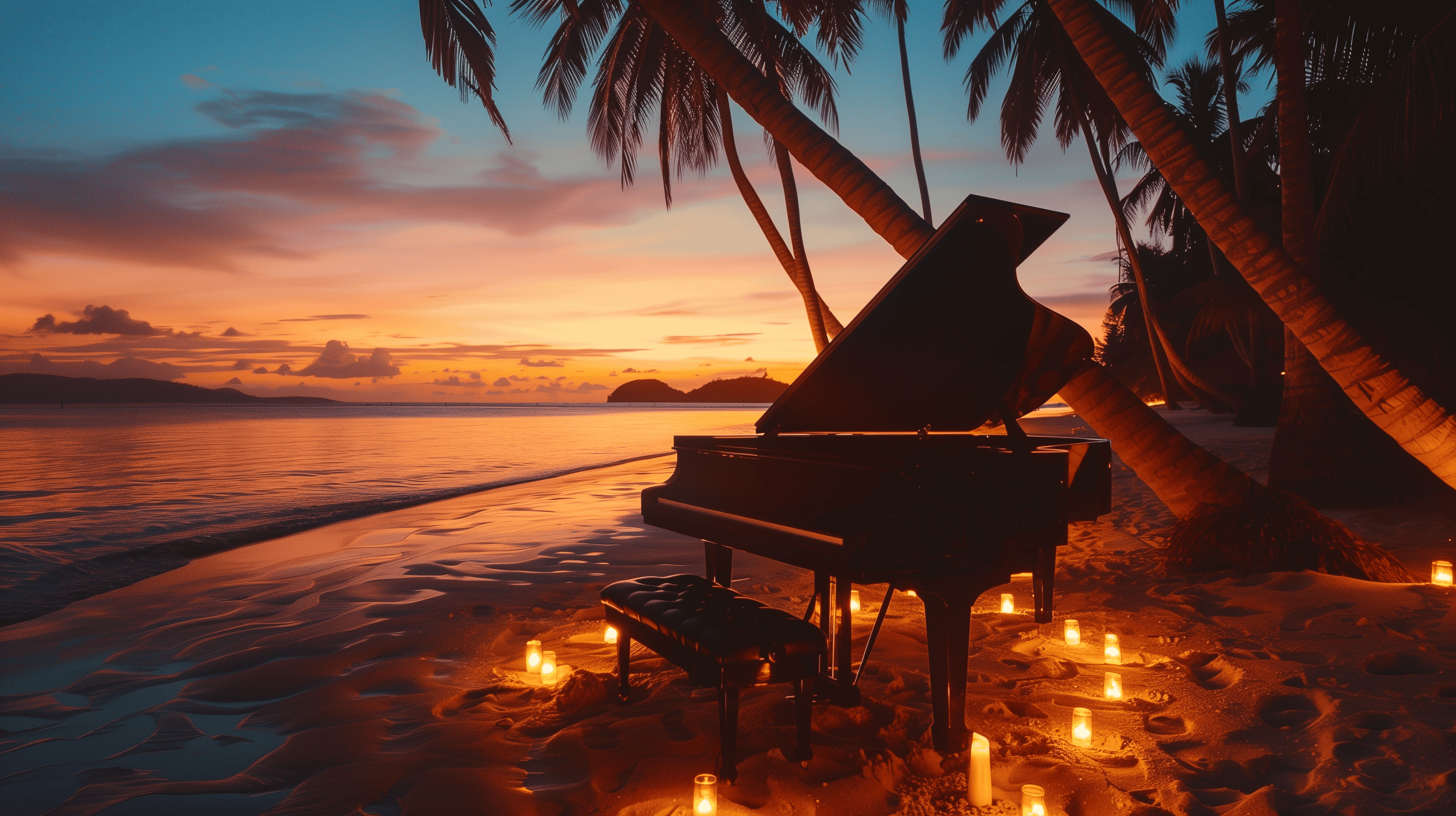 Relaxing Piano Ambience: Sunset Serenity on the beach